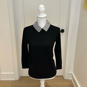 J. Crew merino wool sweater with striped cotton collar, size s